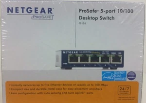 NEW Netgear ProSafe Model FS105 5-Port 10/100 Desktop Switch Factory Sealed - Picture 1 of 5