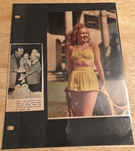 BETTY GRABLE - Página vintage de recortes originales - Página de 2 caras - Imagen 1 de 2