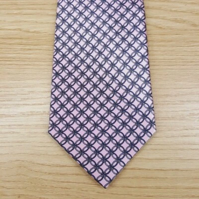 BLOOMINGDALES TIENDA PARA HOMBRES Corbata para Cuello Rosa Eslabón Círculo Geométrico 100% Seda Clásica Foto 1 de 4