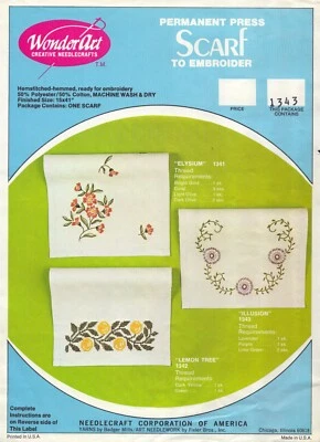 Dresser Scarf Table Runner Illusion Stamped for Embroidery Lot of 2 15" x 41" - Image 1 of 4