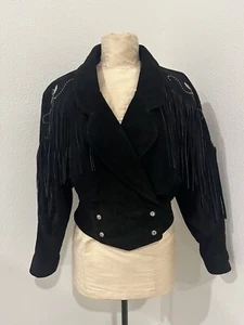 Vintage 80er Outerwear by Phoenix Damen Western Echtleder Fransen Jacke Top - Bild 1 von 24