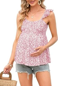 Maternity Shirt Side Button and Ruched Maternity Tunic Tops - Picture 1 of 20