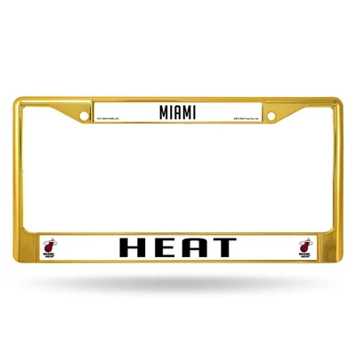 Marco de matrícula de metal cromado pintado dorado con licencia de Miami Heat NBA Foto 1 de 4