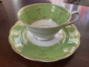 Vintage Grosvenor China Teacup & Saucer Jackson & Gosling Green 5540 - Picture 1 of 11