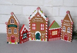 Lebkuchenhaus Holzfigur Zuckerstange Tischdeko Weihnachten Schild 16" NEU - Bild 1 von 11