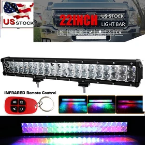 Fit Silverado Sierra 1500 2500 3500HD Lower Bumper 22" RGB LED Light Bar+Wire - Picture 1 of 14