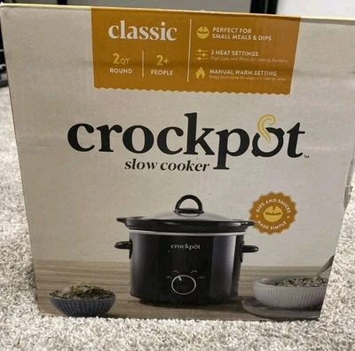 Crockpot 2-Quart Small Black Classic Slow Cooker New In Box - Image 1 of 4