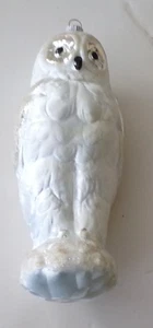Figura Vintage Búho Blanco y Nieve, con Ojos Abiertos, Adorno de Vidrio. K ALEMANIA - Imagen 1 de 12