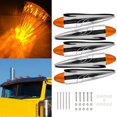 Conjunto de luces de separación marcador cabina techo semi camión ámbar 5x 17LED para Peterbilt Foto 1 de 4