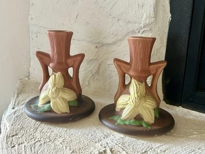 Candelabros vintage Roseville 1159-416 Clematis 1 par - Imagen 1 de 9