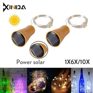 1X 10X LED Solar Wine Bottle String Light 2M Copper Wire Fairy Lights For Decor - Picture 1 of 33