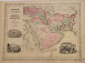 Antique original 1865 Johnson atlas map Turkey in Asia Persia Arabia hand color - Picture 1 of 10