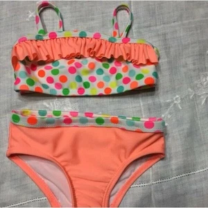OP Ocean Pacific Baby Girl Two Piece Orange Polka Dots Swimsuit Bikini 6 - 9 Mo - Picture 1 of 6