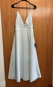 Lulus Light Blue Plaid Tie Back Midi Dress Women’s Size XL Summer Dress NWT - Picture 1 of 15