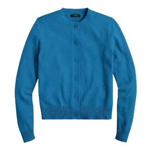 J. Crew Jackie Krepp Baumwolle Strickjacke Pullover Gr. Medium NEU Neu mit Etikett Preußisch Blau - Bild 1 von 11