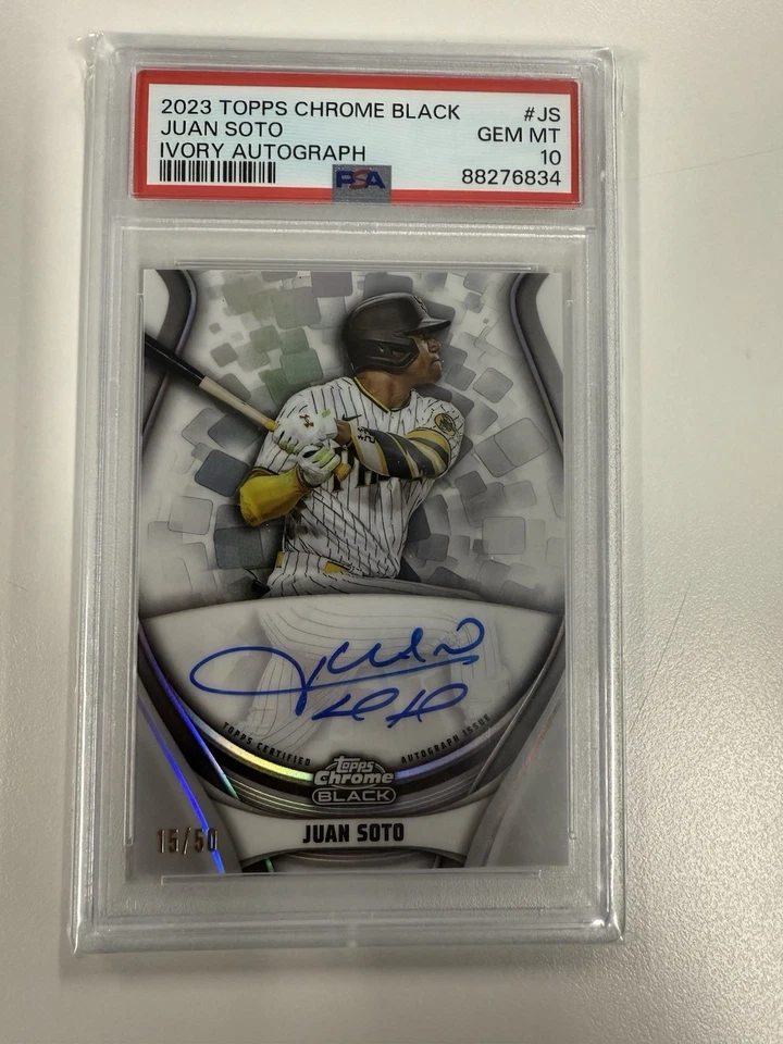 2023 Topps Chrome Black - Ivory Autographs Juan Soto #WCA-JS /50 (AU) PSA 10 - Image 1 of 2