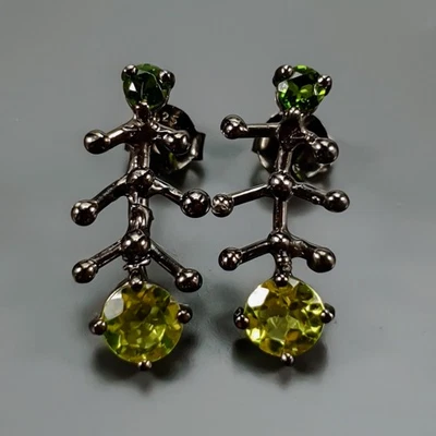 Jewellery Natural Peridot Earrings 925 Sterling Silver /E128803 - Image 1 of 4