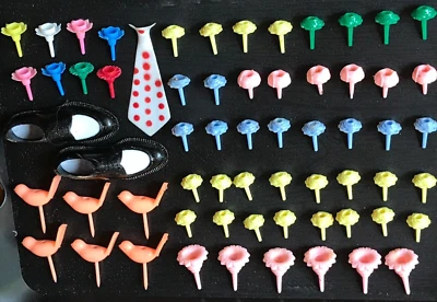 60 Candelabros de cumpleaños de plástico de colección/decoraciones para pasteles-aves flores, zapatos Foto 1 de 4