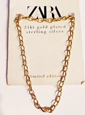 Zara Necklace 24 KT Gold Vermeil Over 925 Sterling Silver 16 Inch New Old Stock - Image 1 of 4