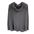 Soft Surroundings Gray Thermal Knit Funnel Neck Top Embroidered Sz Small