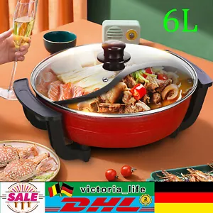 1360W 6L Elektro Hot Pot Topf mit Deckel Suppe Kochwerkzeug Küche Suppentöpfe - Bild 1 von 17