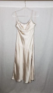 Abito Selfie Leslie 10 Maxi Lungo Panna Beige Collo Cappuccio Glam Sexy Festa Vacanze - Foto 1 di 10