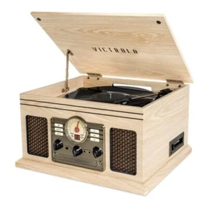 6 in 1 Vintage Style Bluetooth Turntable Record Player with CD Cassette Radio - Picture 1 of 5