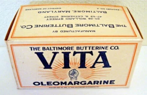 The Baltimore Butterine Co Vita Oleomargarine Box Baltimore Maryland Old Stock - Picture 1 of 6