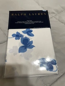 RARE! NEW KING RALPH LAUREN White Blue GEORGICA Pillow SHAM NWT! Floral - Picture 1 of 3