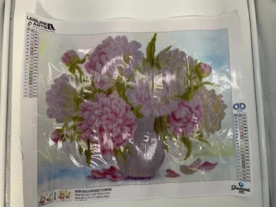 Artes de Lazer Pintura Parcial Diamante Dala A Buquê Flores 18,5" X 14,6 Redondo - Imagem 1 de 3