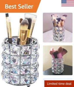 Golden Crystal Bling Makeup Brush Holder Organizer - Personalized Storage Box - Picture 1 of 9