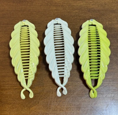 Винтажный заколки желтый белый хвост держатель каскад заколка набор из 3 1980-х - Изображение 1 из 4