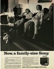 1969 SONY 11" Portable TV Model 110U-TV sleeping family Vintage Print Ad