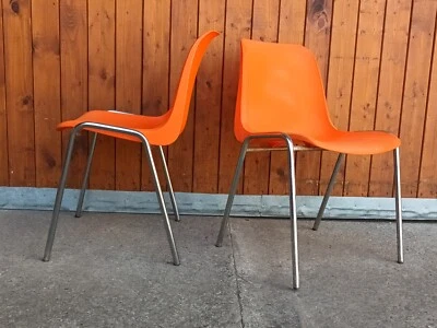 Stacking Chair Designer Vintage Chair Chrome 70s Space Age Orange 70s 1/20 - Image 1 of 4
