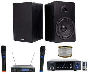 Rockville BLUAMP 150 Amplifier/Karaoke System w/(2) 6.5" Speakers+Wireless Mics - Afbeelding 1 van 12