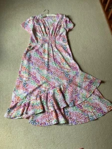 QUIZZ FLORAL MIDI DRESS SHORT SLEEVES SIZE 14 - Picture 1 of 9