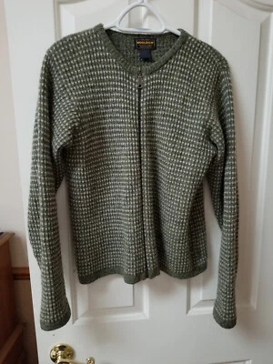 Cárdigan suéter chaqueta verde con cremallera frontal tejido de lana Woolrich para mujer talla M Foto 1 de 4