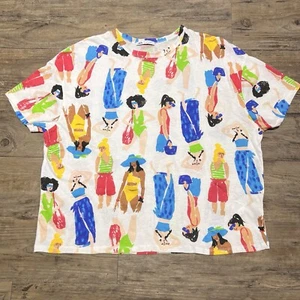 Zara Damen Casual Tropical Women Print Kurzarm Cropped Tee Größe Large - Bild 1 von 6