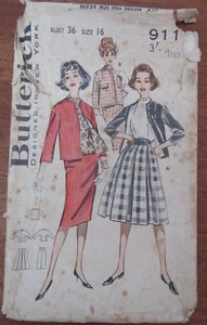 Butterick 9110 Sewing Pattern Ladies Fit Pleat Flare Slim Skirt Lined Jacket 16 - Picture 1 of 9
