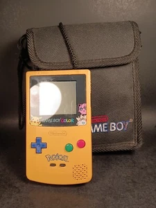 Game Boy Color Console hand Held Yellow Pokemon Version W/Black Case Tested - Picture 1 of 8