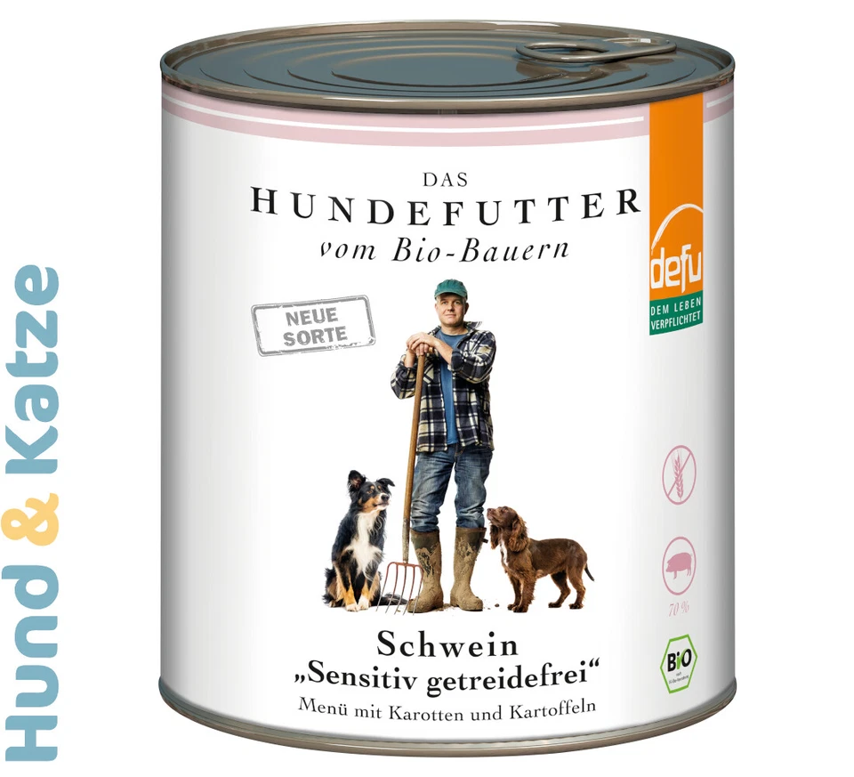 6x820 g defu BIO-NASSFUTTER SENSITIVE SCHWEIN GETREIDEFREI MONO-PROTEIN/DEMETER - Bild 1 von 1