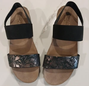 Munro Sandals Womens 8 M Black Open Toe Slingback Stappy Walking Wedge - Picture 1 of 5