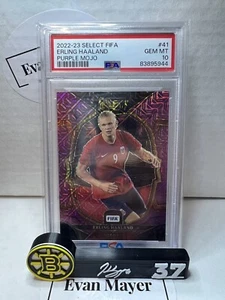 2022-23 Select FIFA Erling Haaland Purple Mojo Prizm Terrace #41 PSA 10 - Picture 1 of 2