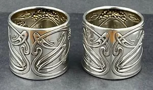 Stunning pair of German Art Nouveau silver napkin rings 800 standard - Picture 1 of 15