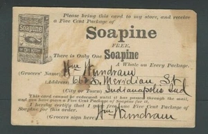 1896 Indianapolis In Soapine Soap Given Free At Grocers Store Stained But Scarce - Picture 1 of 1