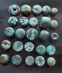 Donut Circle Natural old Turquoise stone Loose gemstone beads,chinese hubei - Picture 1 of 11