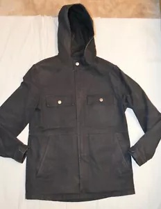 APC Navy Blue Zip / Popper Hooded Trench Coat Mac Parka Jacket Mens Small S - Picture 1 of 12