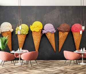 3D Ice Cream Shape 676 Wallpaper Mural Wall Print Wall Wallpaper Murals US Honey - Picture 1 of 11