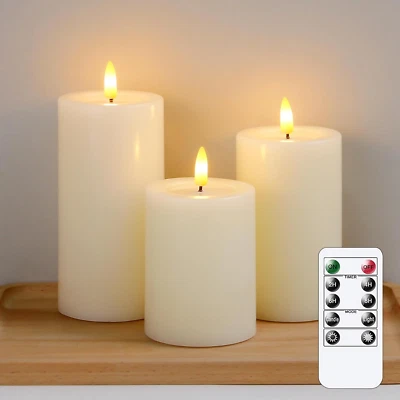 Flammenlose LED-Kerzen mit Wachsöl-Effekt Flackernde Fernbedienung 3er Pack Elfe - Bild 1 von 4