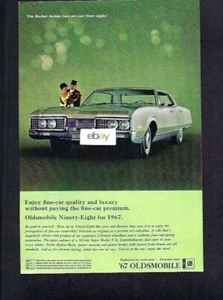OLDSMOBILE 1967 NINETY-EIGHT SEDAN ROCKET ACTION CARS OUT IN FRONT AGAIN AD - Picture 1 of 1